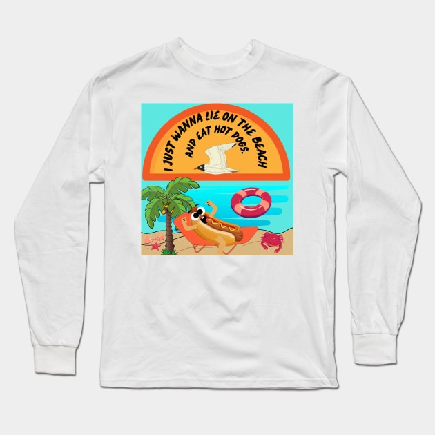 Hot Dog Beach Long Sleeve T-Shirt by LAMCREART